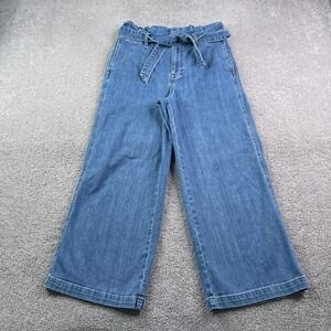 Madewell Jeans Womens 27 Blue Paperbag Wide Leg Cropped Stretch Denim Waist Tie